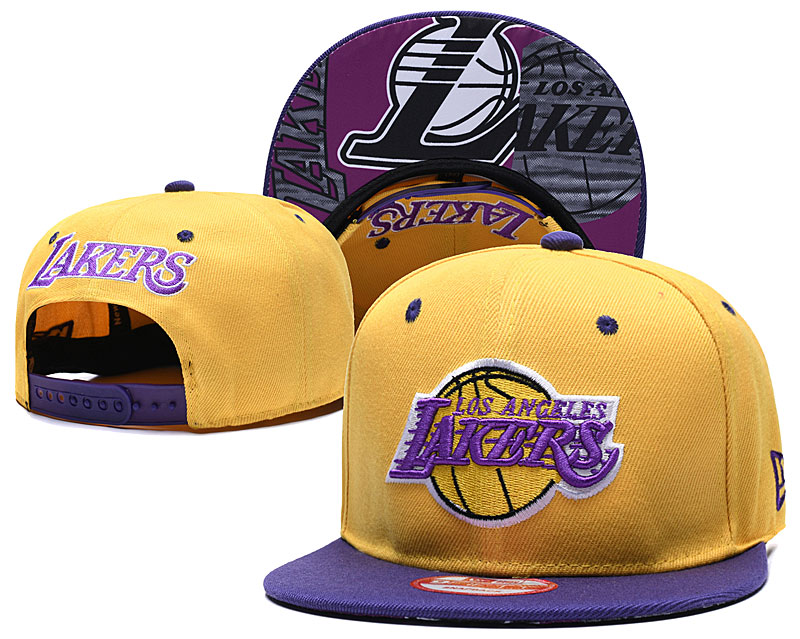 Lakers Team Big Logo Yellow Purple Adjustable Hat TX