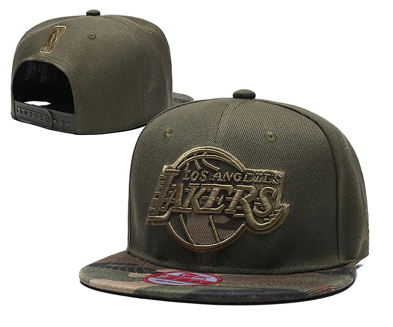 Lakers Team Logo Olive Adjustable Hat TX