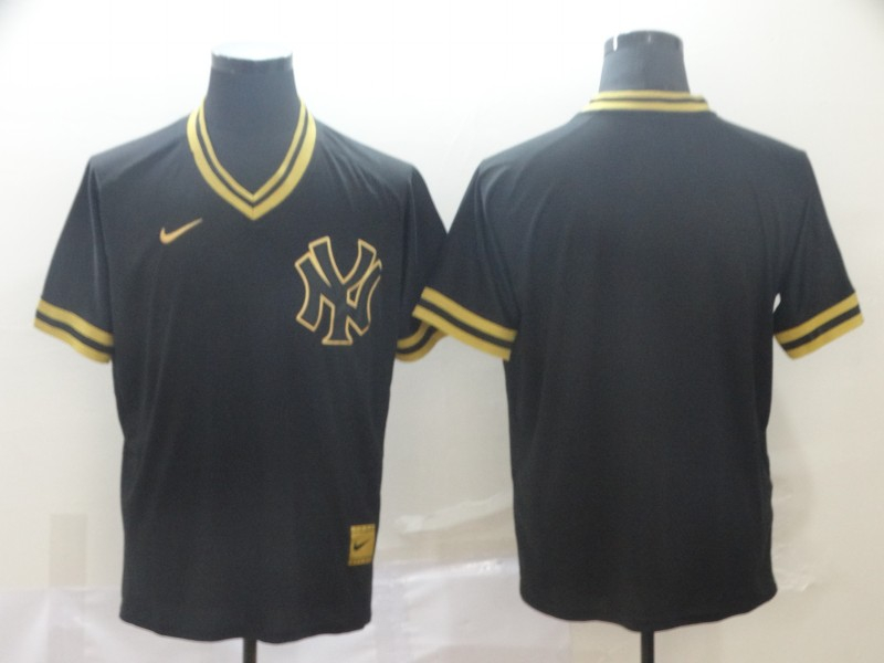 Yankees Blank Black Gold Nike Cooperstown Collection Legend V Neck Jersey - Click Image to Close