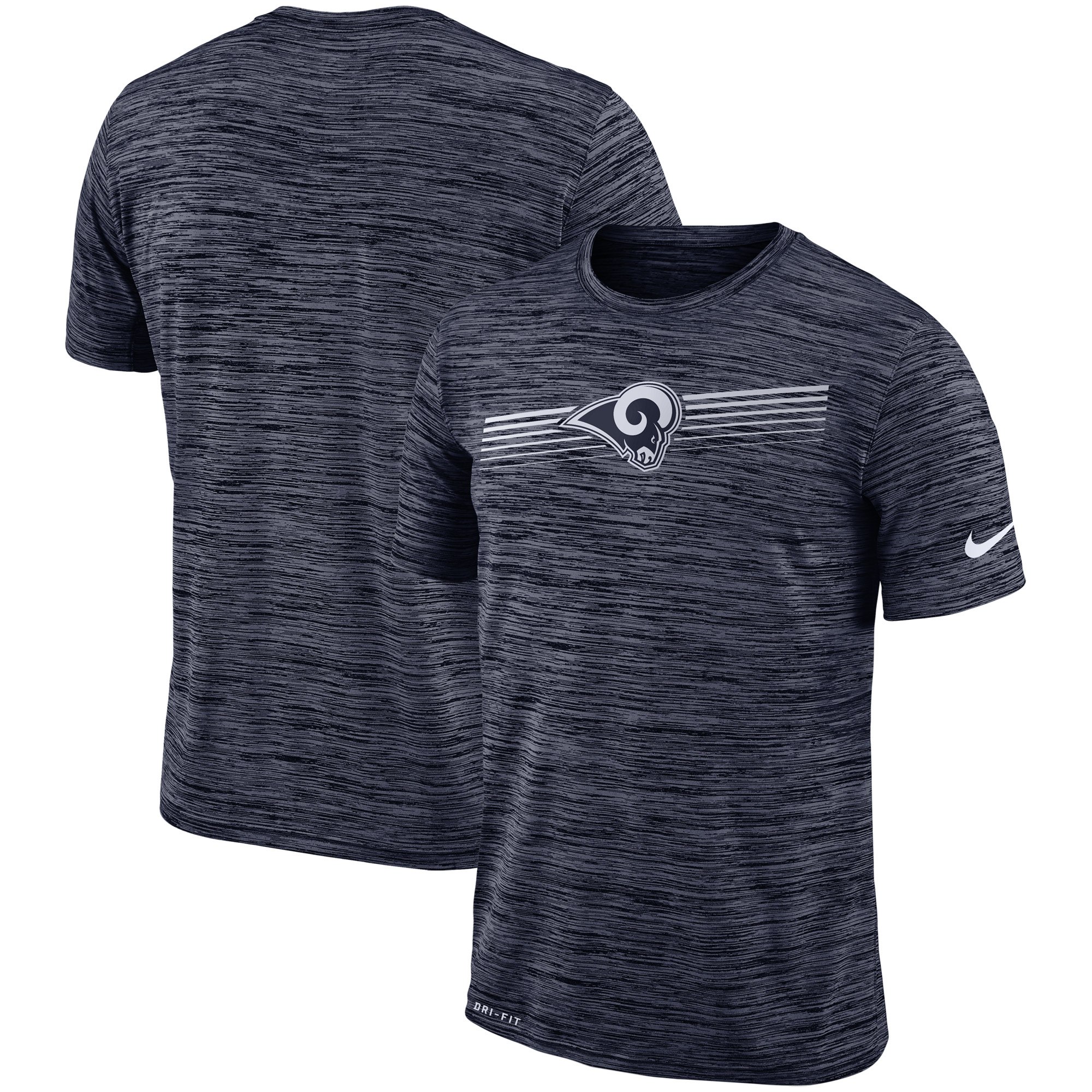 Los Angeles Rams Nike Sideline Velocity Performance T-Shirt Heathered Navy - Click Image to Close