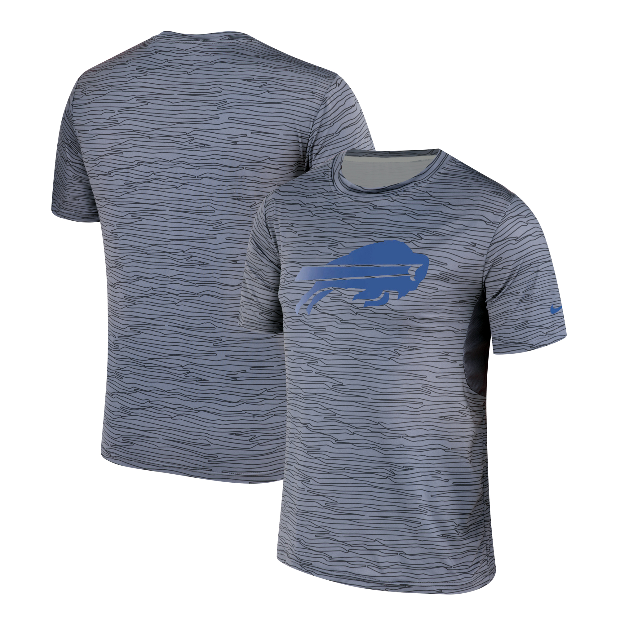Men's Buffalo Bills Nike Gray Black Striped Logo Performance T-Shirt
