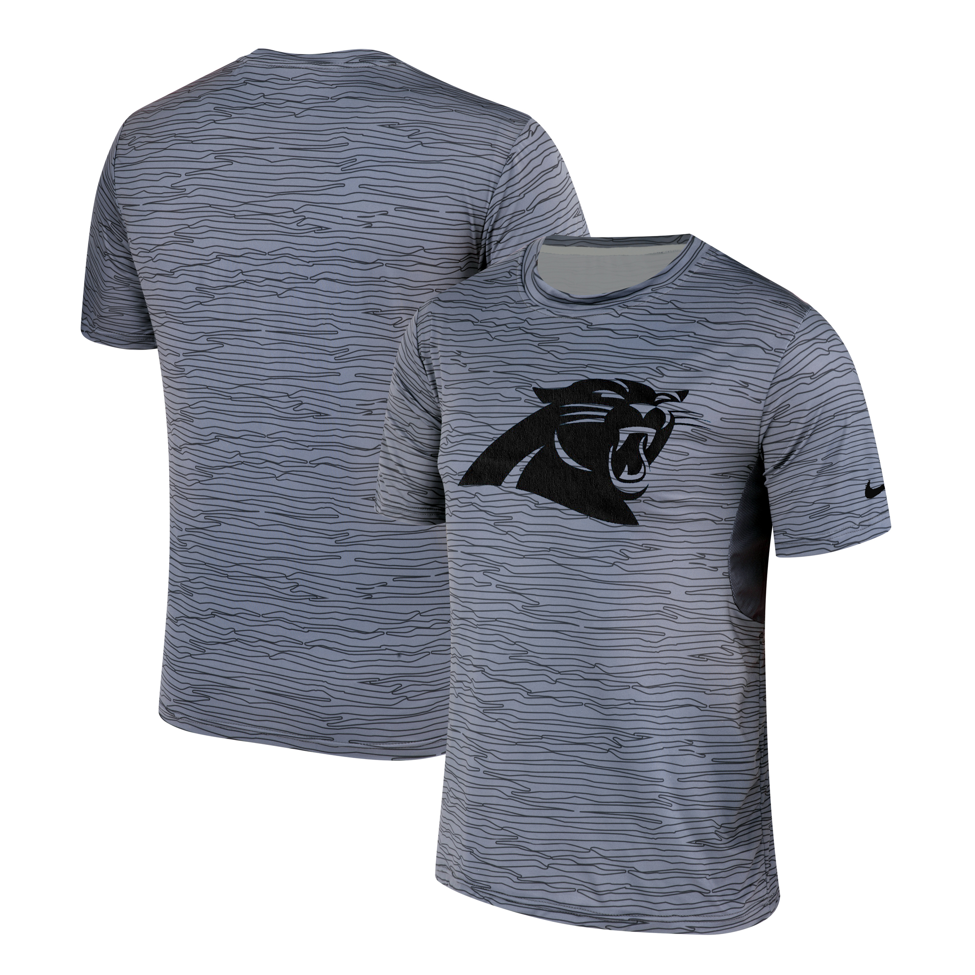 Men's Carolina Panthers Nike Gray Black Striped Logo Performance T-Shirt
