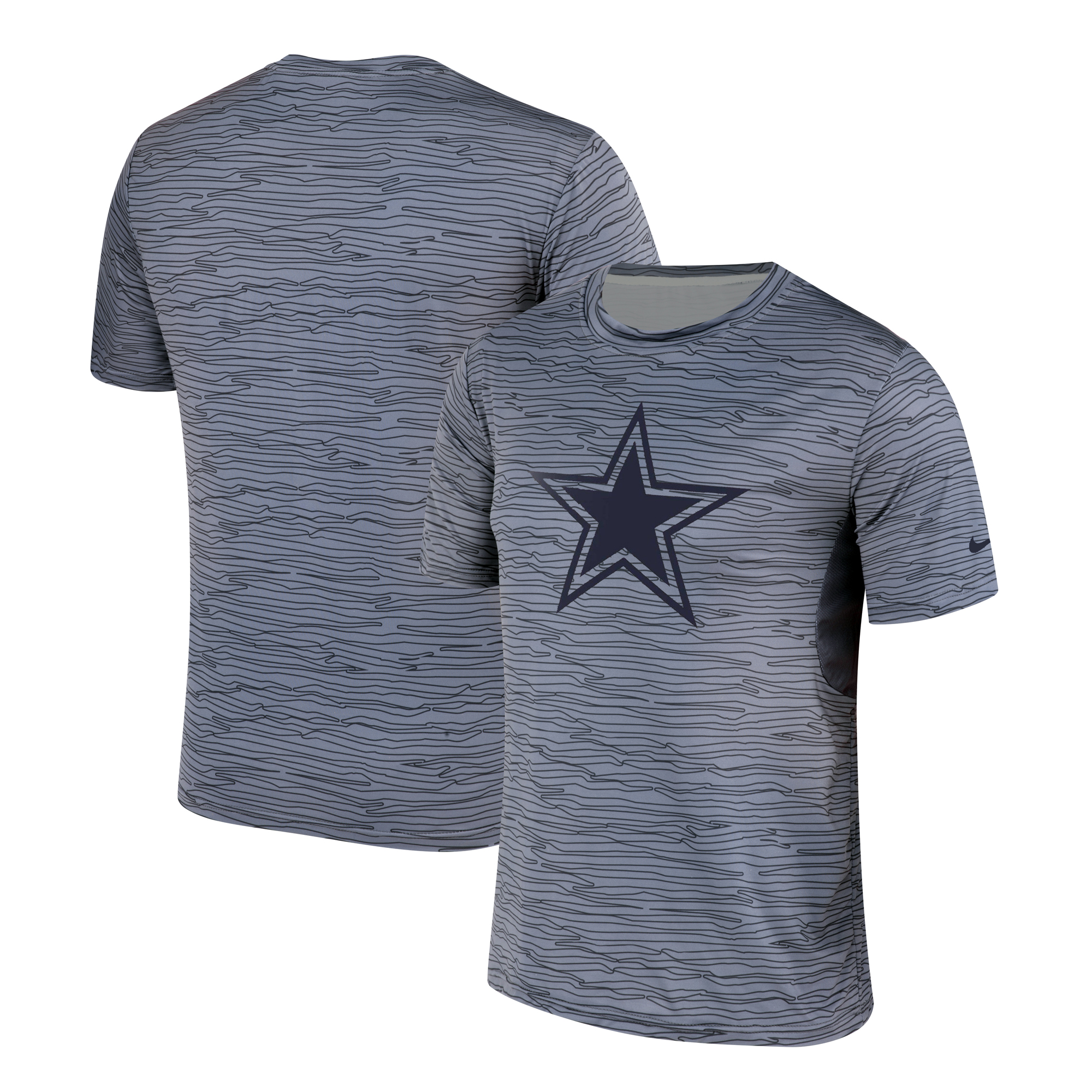 Men's Dallas Cowboys Nike Gray Black Striped Logo Performance T-Shirt - Click Image to Close