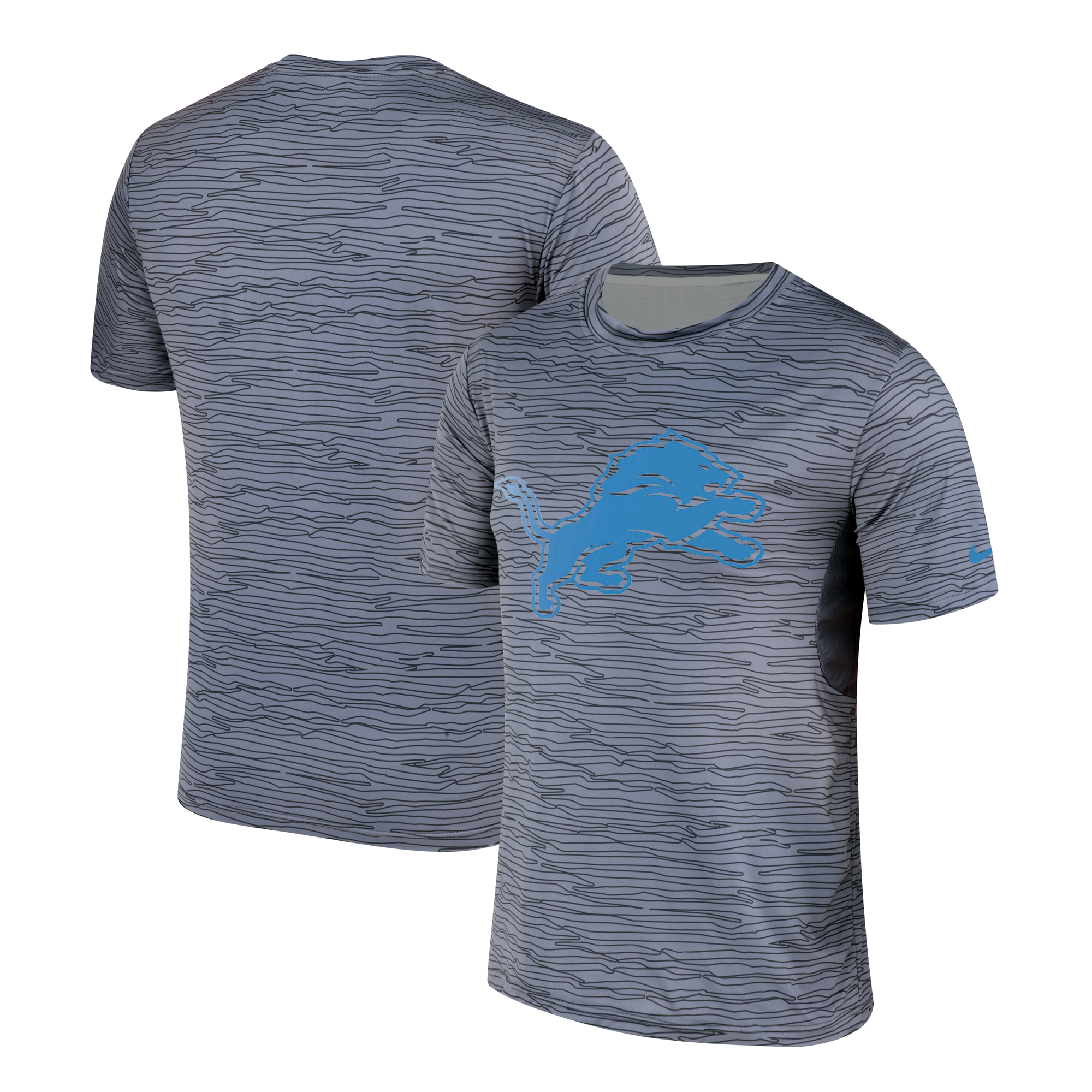 Men's Detroit Lions Nike Gray Black Striped Logo Performance T-Shirt