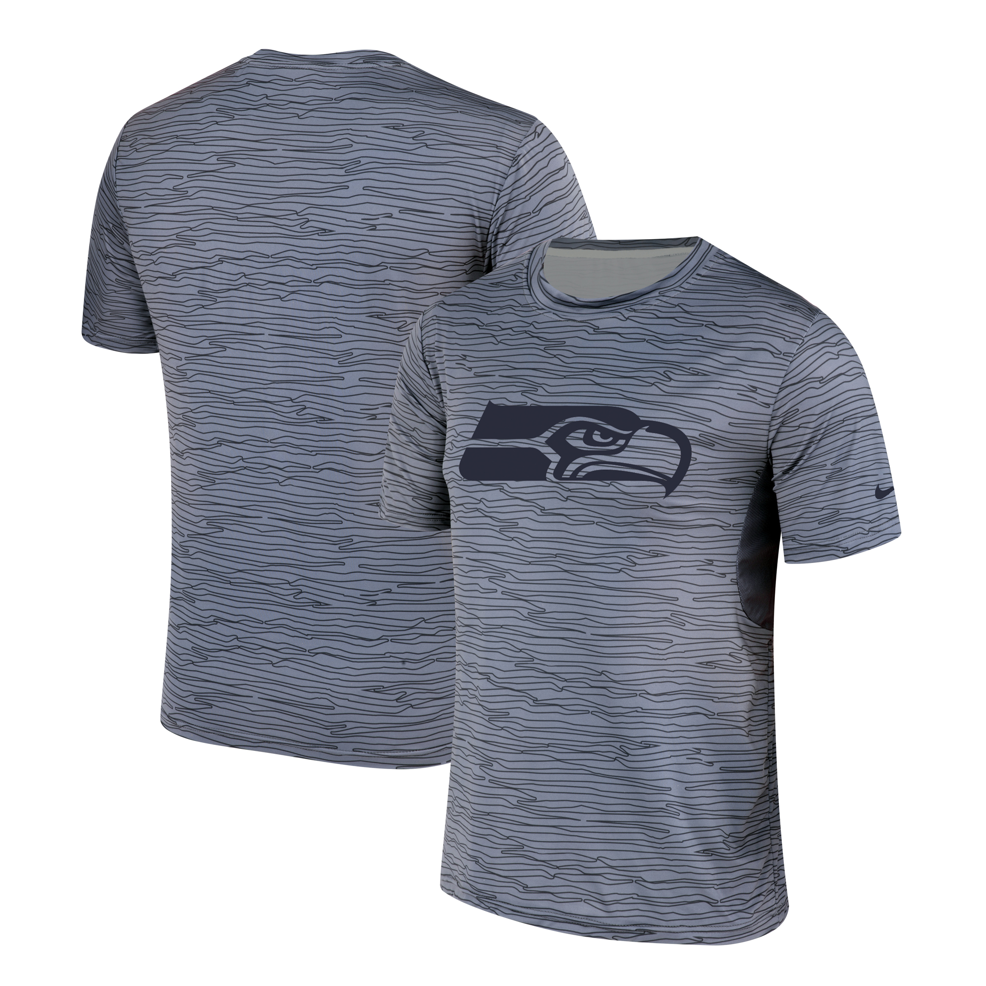 Men's Seattle Seahawks Nike Gray Black Striped Logo Performance T-Shirt