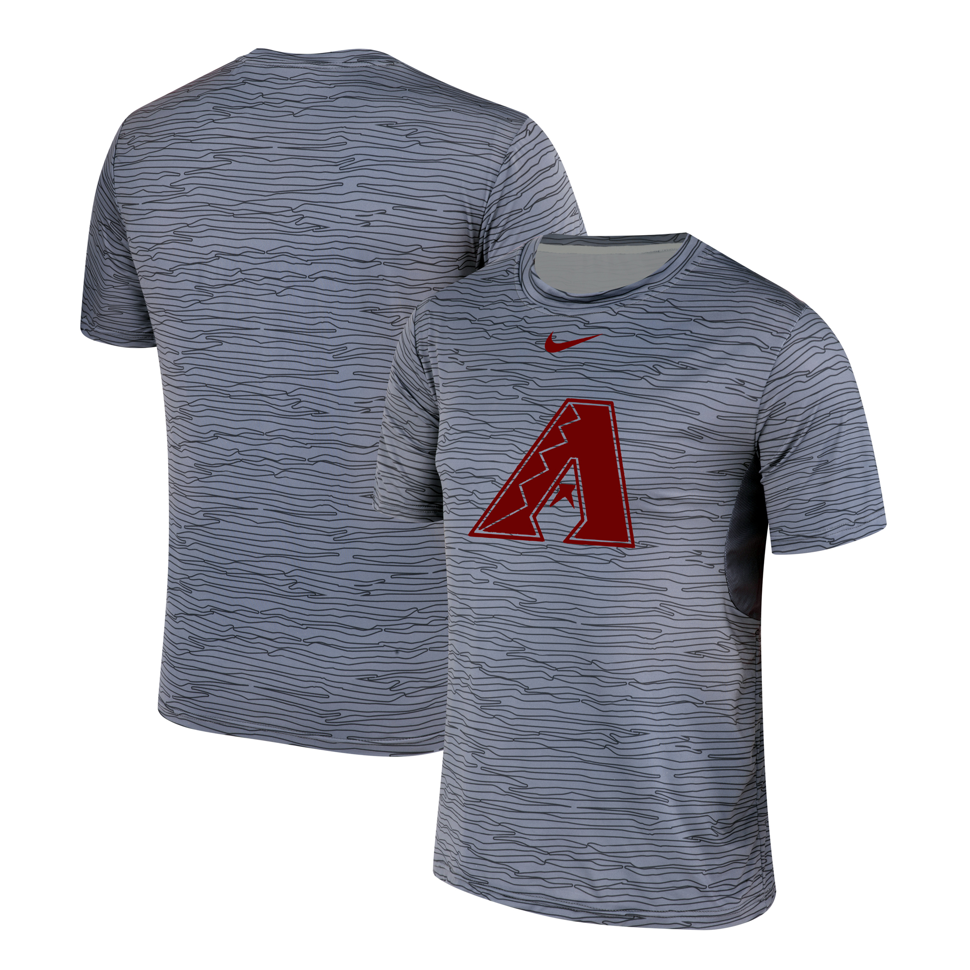 Nike Arizona Diamondbacks Crimson Gray Black Striped Logo Performance T-Shirt
