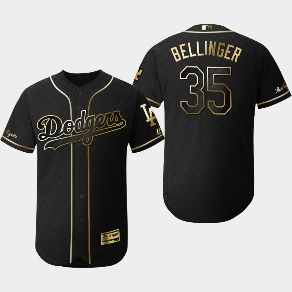 Dodgers 35 Cody Bellinger Black Gold Flexbase Jersey