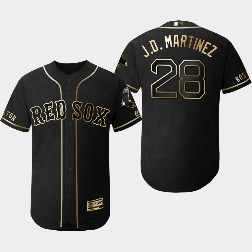 Red Sox 28 J.D. Martinez Black Gold Flexbase Jersey
