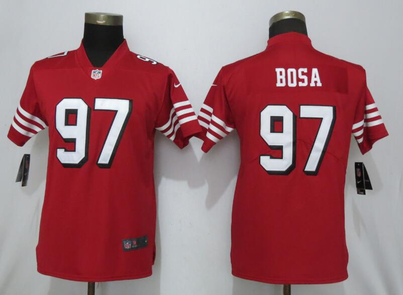 Nike 49ers 97 Nick Bosa Red Women 2019 NFL Draft First Round Pick Color Rush Vapor Untouchable Limited Jersey