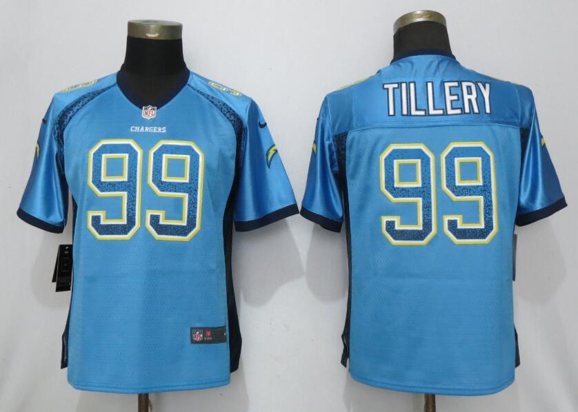 Nike Chargers 99 Jerry Tillery Blue Women Drift Fashion Limited Jersey - Click Image to Close