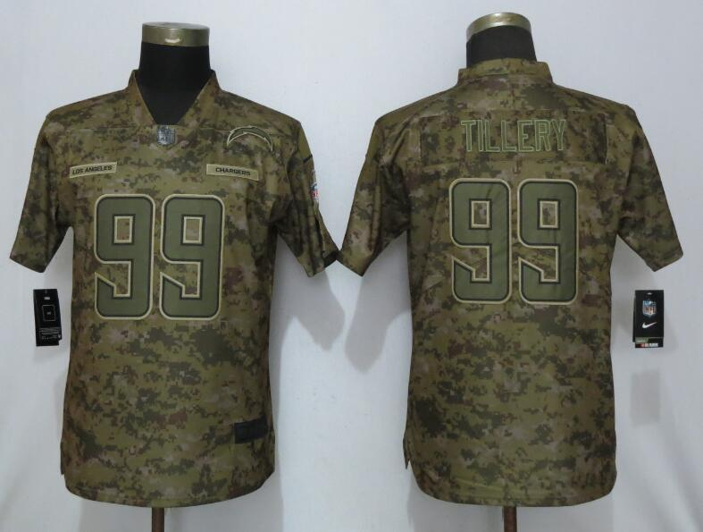 Nike Chargers 99 Jerry Tillery Camo Women Salute to Service Limited Jersey