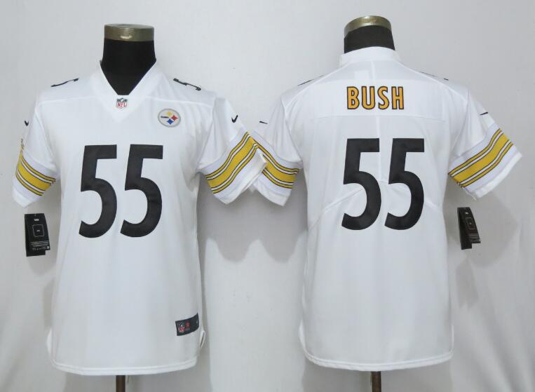 Nike Steelers 55 Devin Bush White Women 2019 NFL Draft First Round Pick Vapor Untouchable Limited Jersey
