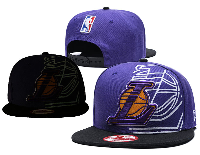Lakers Fresh Logo Purple Black Adjustable Hat GS