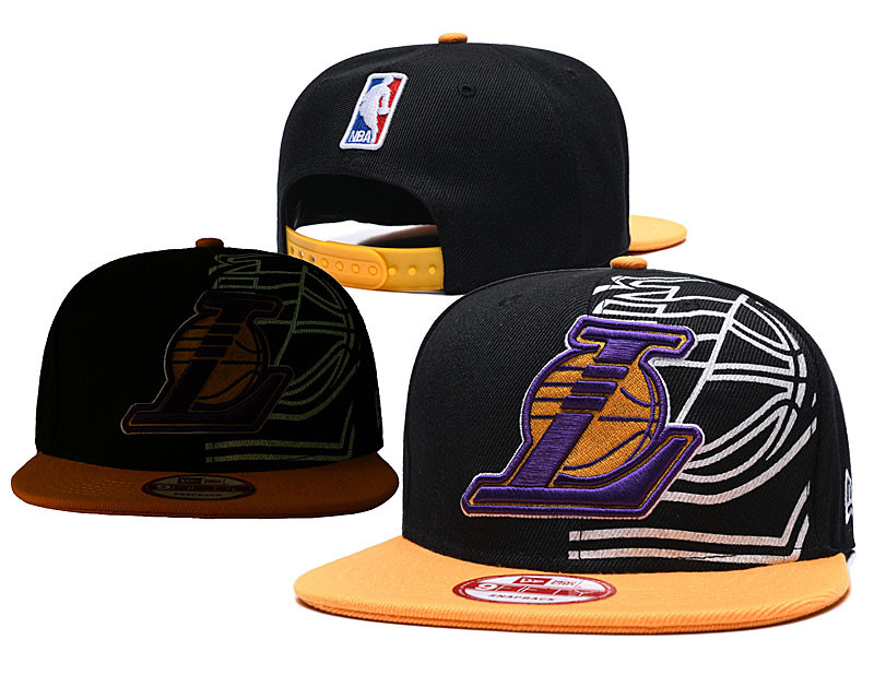 Lakers Team Logo Black Yellow Adjustable Hat GS
