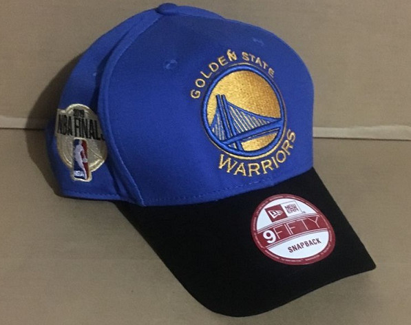Warriors Team Logo 2019 NBA Champions Blue Black Peaked Adjustable Hat GS