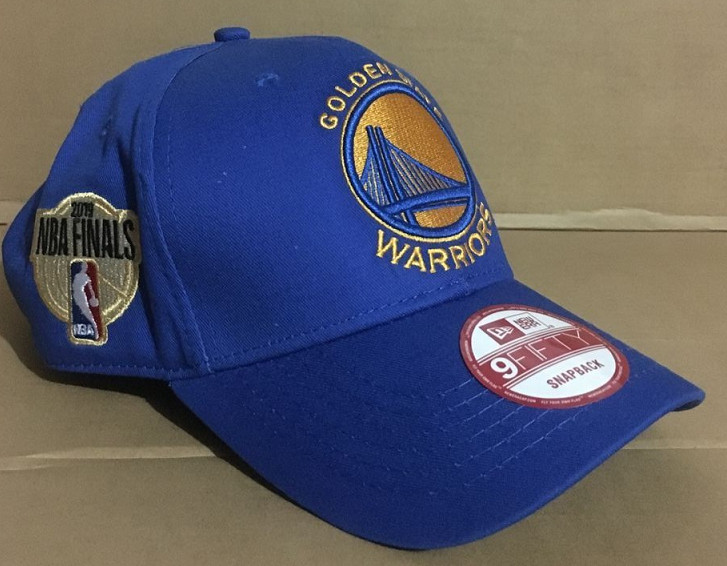 Warriors Team Logo 2019 NBA Champions Blue Peaked Adjustable Hat GS