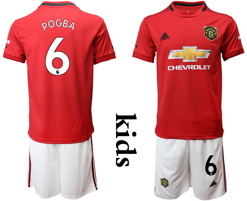 2019-20 Manchester 6 POGBA United Youth Home Soccer Jersey