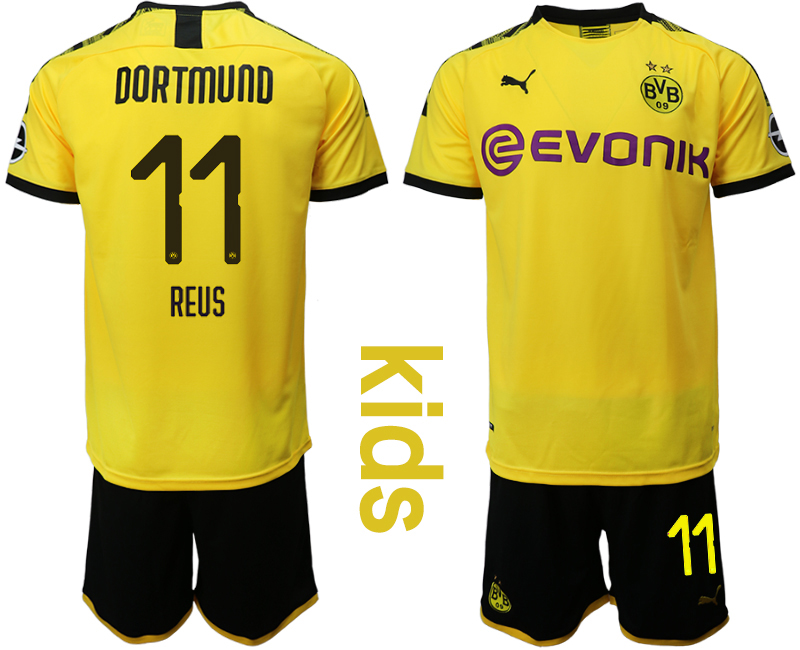 2019-20 Dortmund 11 REUS Youth Home Soccer Jersey - Click Image to Close