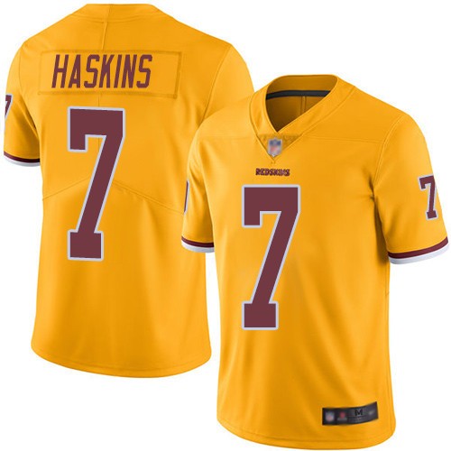 Nike Redskins 7 Dwayne Haskins Gold 2019 NFL Draft First Round Pick Color Rush Limited Jersey - Click Image to Close