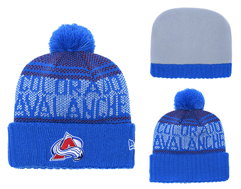 Avalanche Fresh Logo Blue Pom Knit Hat YD