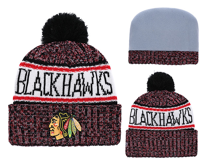Blackhawks Fresh Logo Cuffed Knit Hat With Pom YD