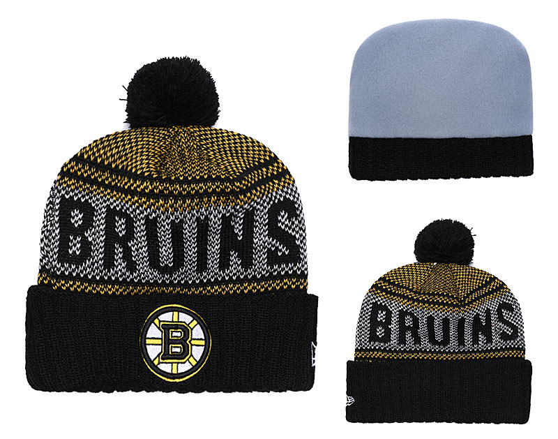 Bruins Fresh Logo Black Pom Knit Hat YD