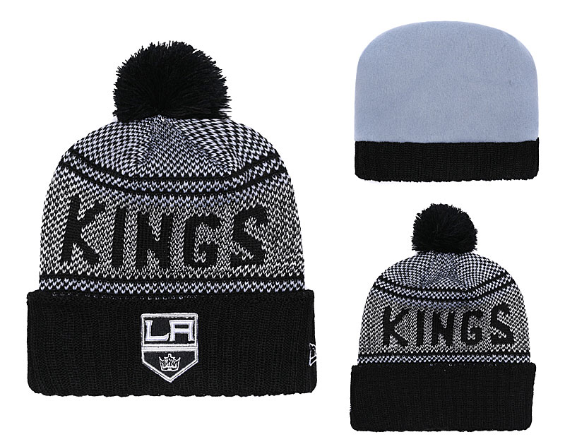 Los Angeles Kings Fresh Logo Black Pom Knit Hat YD - Click Image to Close