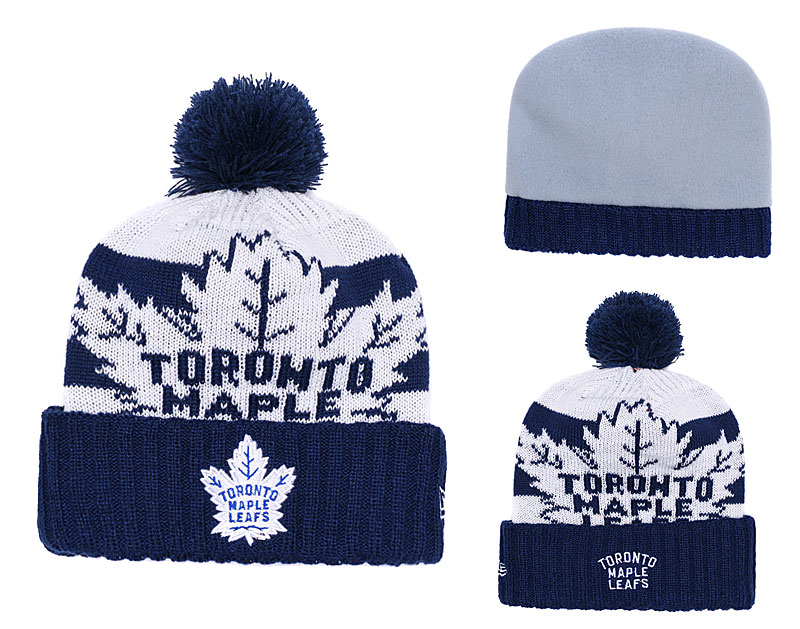 Maple Leafs Fresh Logo Blue Pom Knit Hat YD