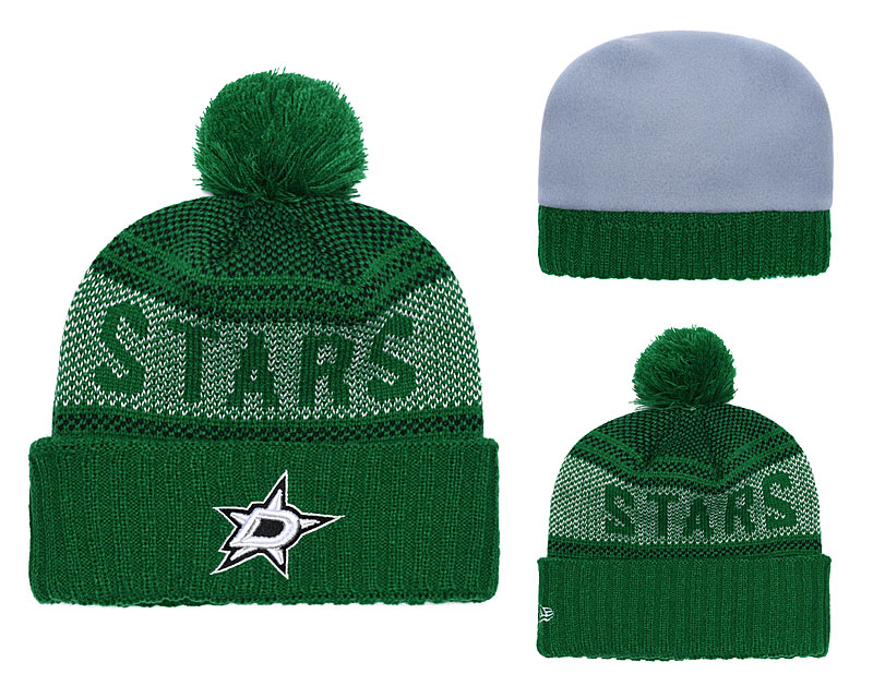 Stars Fresh Logo Green Pom Knit Hat YD - Click Image to Close