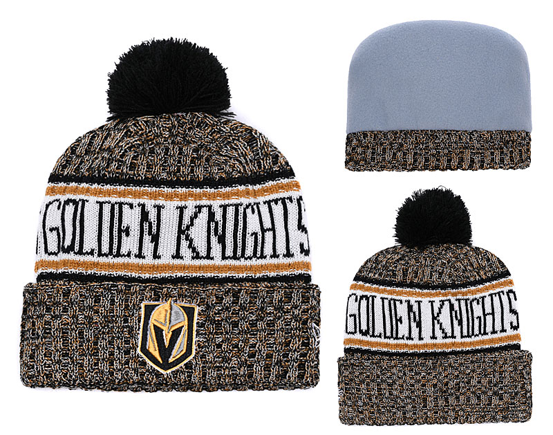 Vegas Golden Knights Fresh Logo Yellow Pom Knit Hat YD