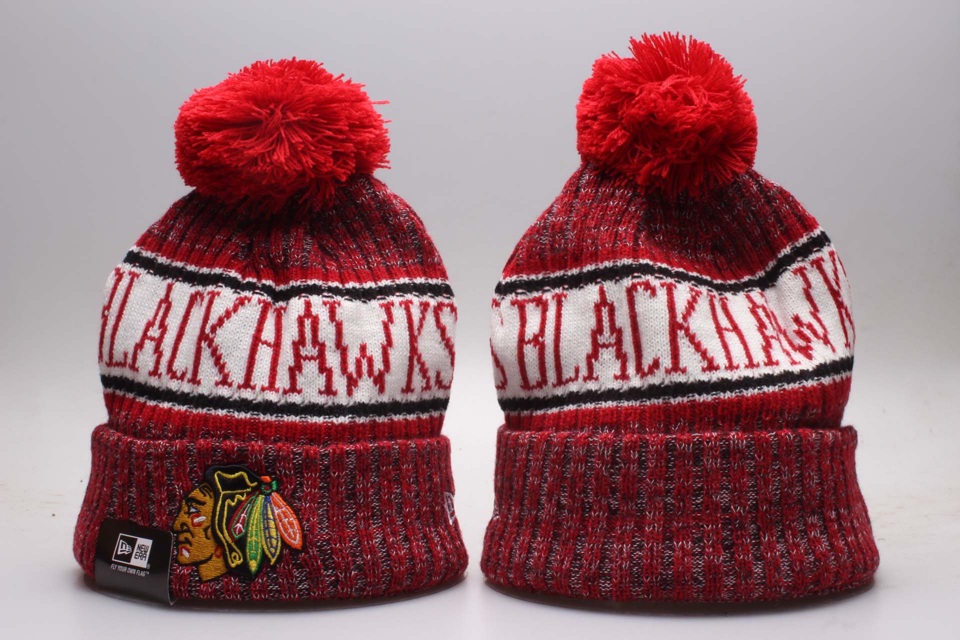 Blackhawks Fresh Logo Red Knit Hat YP - Click Image to Close