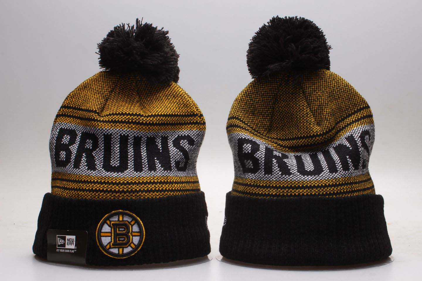 Bruins Team Logo Gray Black Knit Hat YP