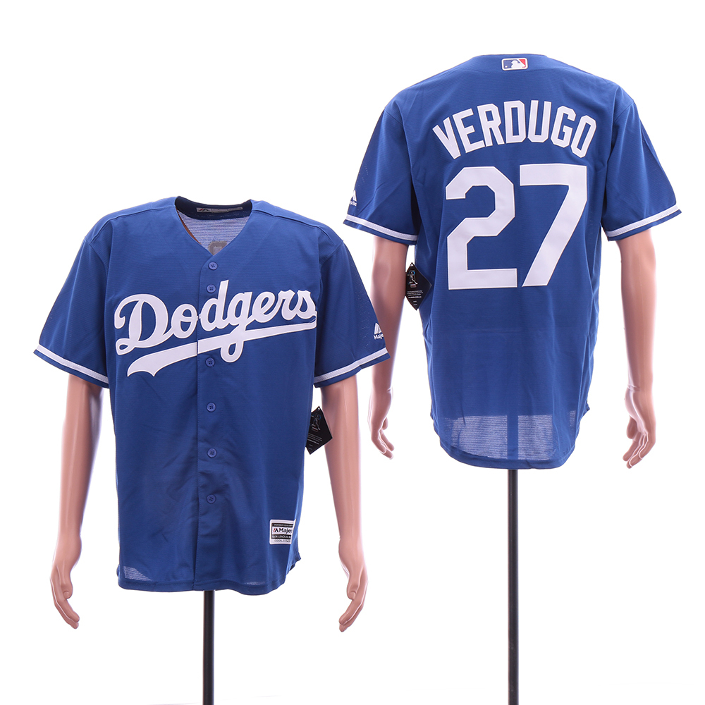 Dodgers 27 Alex Verdugo Blue Cool Base Jersey