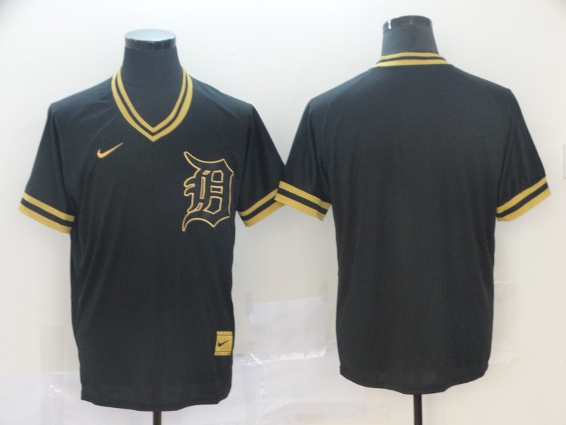 Tigers Blank Black Gold Nike Cooperstown Collection Legend V Neck Jersey