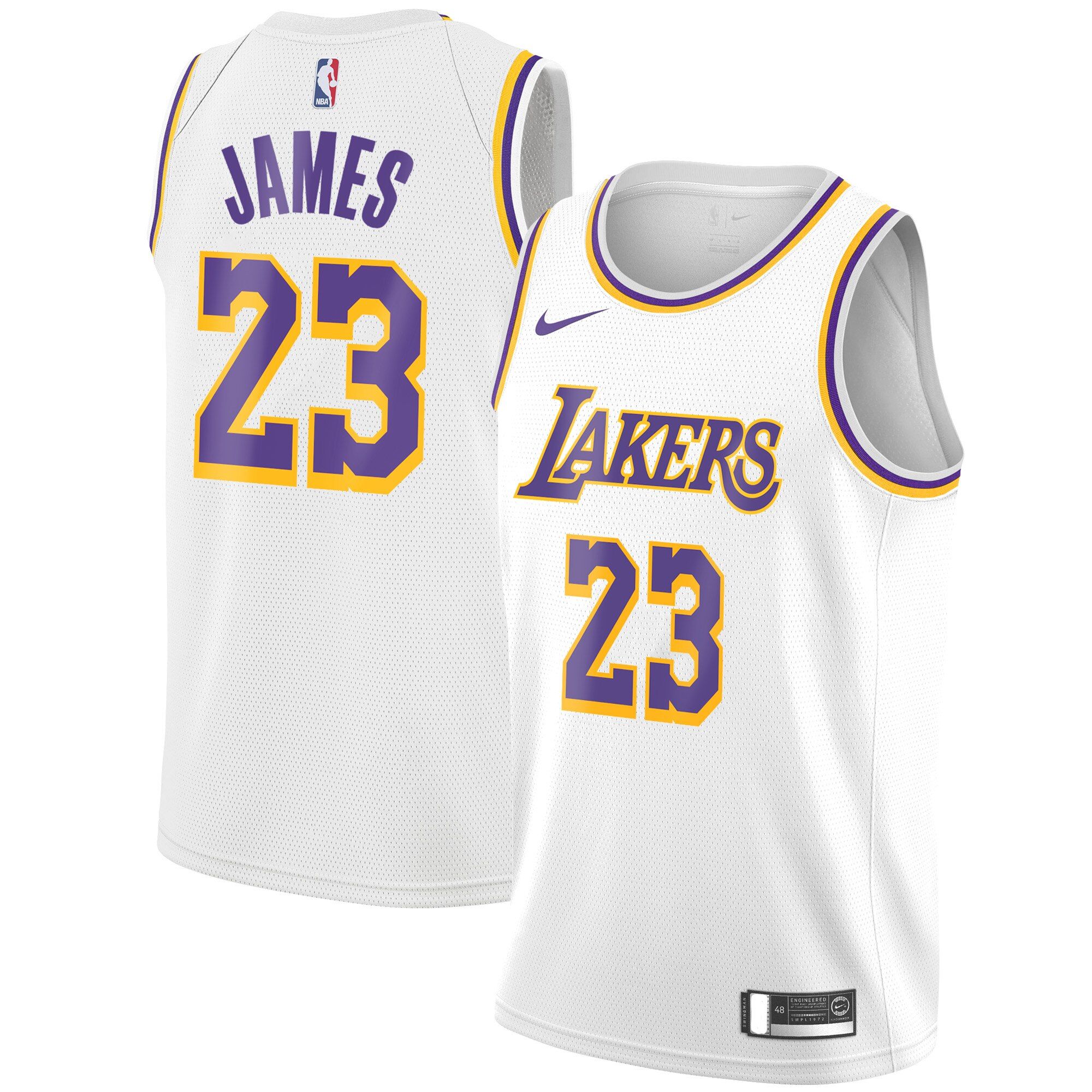 Lakers 23 Lebron James White Nike Swingman Jersey