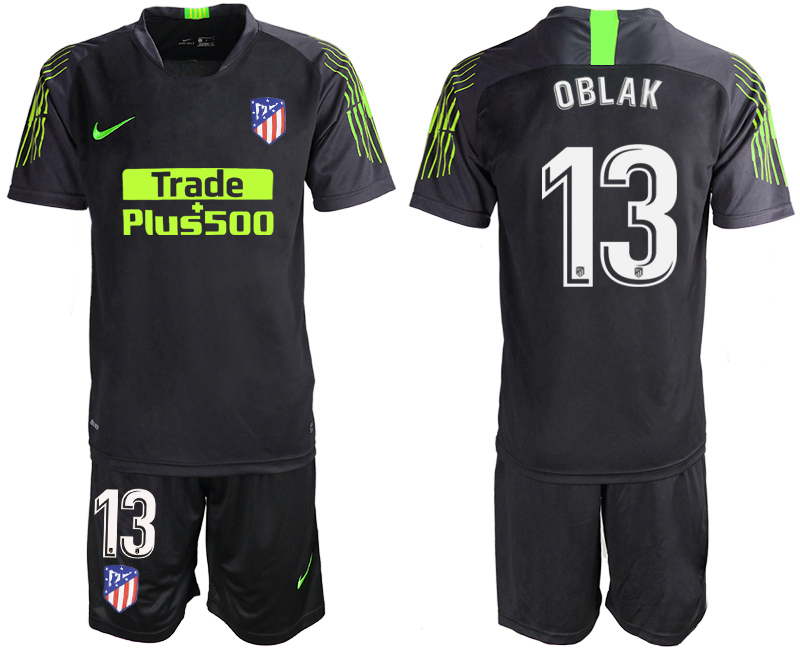 2019-20 Atletico Madrid 13 OBLAK Black Goalkeepe Soccer Jersey - Click Image to Close