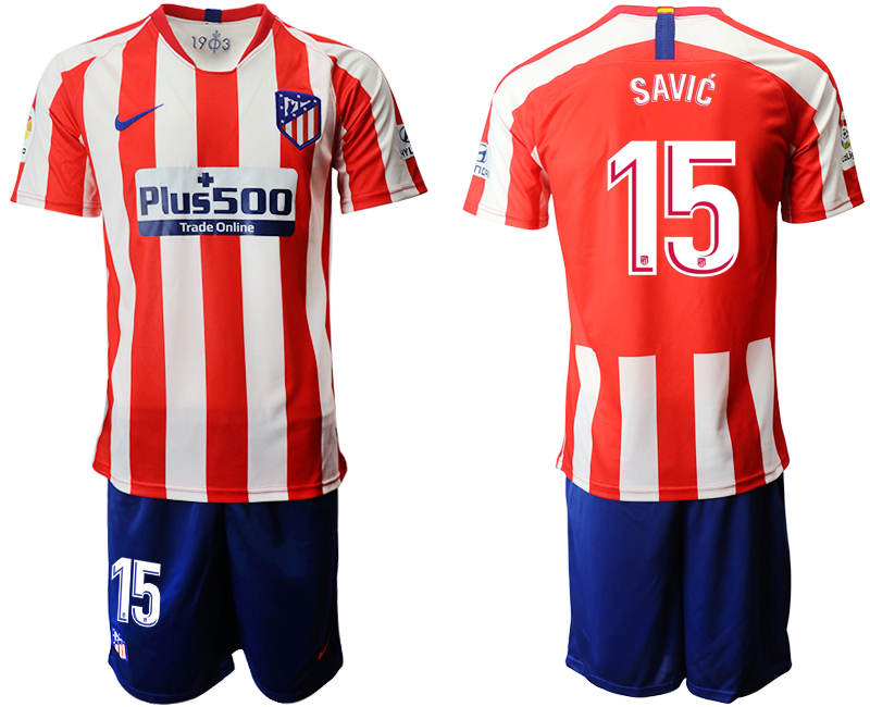 2019-20 Atletico Madrid 15 SAVIC Home Soccer Jersey - Click Image to Close