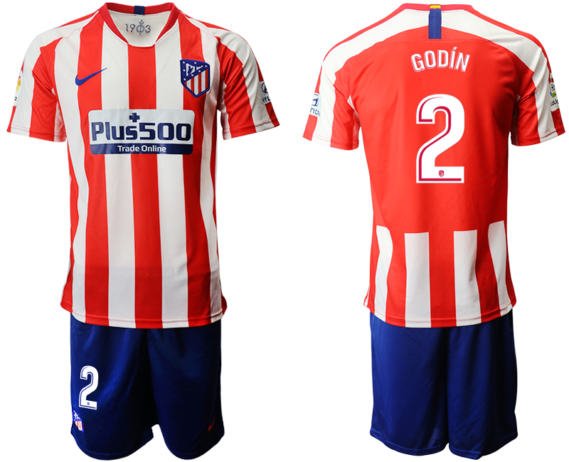 2019-20 Atletico Madrid 2 GODIN Home Soccer Jersey - Click Image to Close