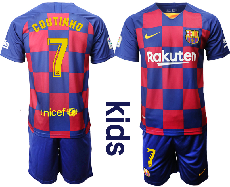 2019-20 Barcelona 7 COUTINHO Youth Home Soccer Jersey