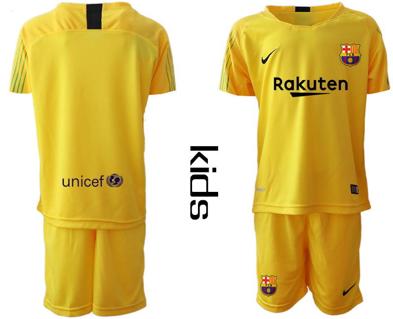 2019-20 Barcelona Yellow Youth Goalkeepe Soccer Jersey
