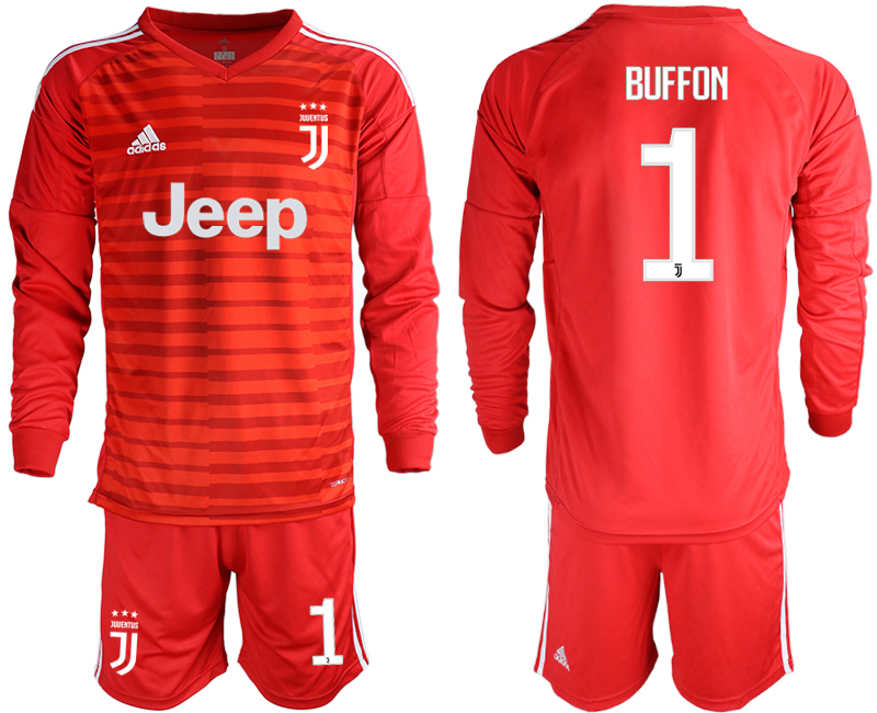 2019-20 Juventus 1 BUFFON Red Long Sleeve Goalkeeper Soccer Jersey