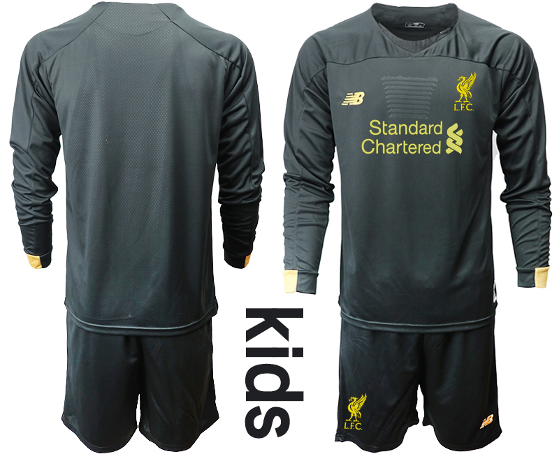 2019-20 Liverpool Black Long Sleeve Goalkeeper Youth Soccer Jersey