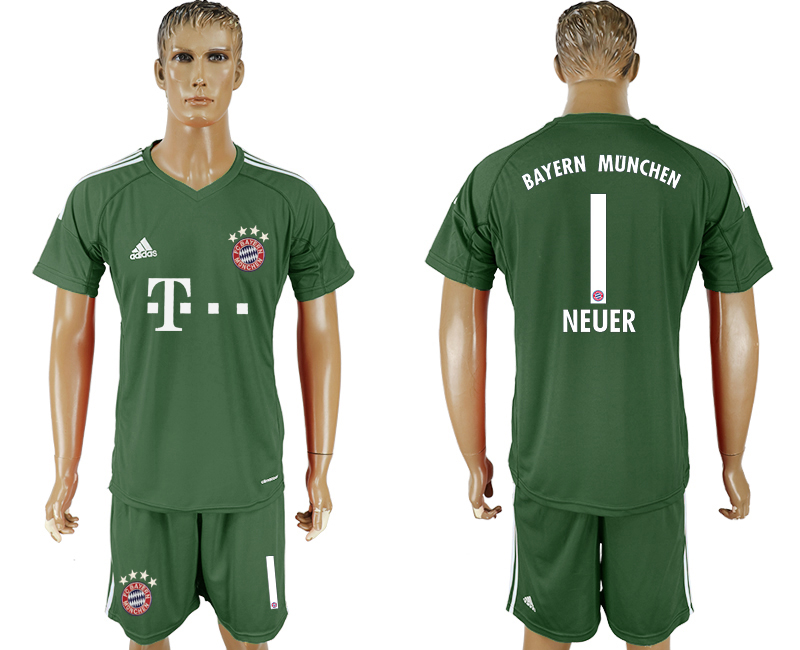 2019-20 Bayern Munchen 1 NEUER Army Green Goalkeepe Soccer Jersey