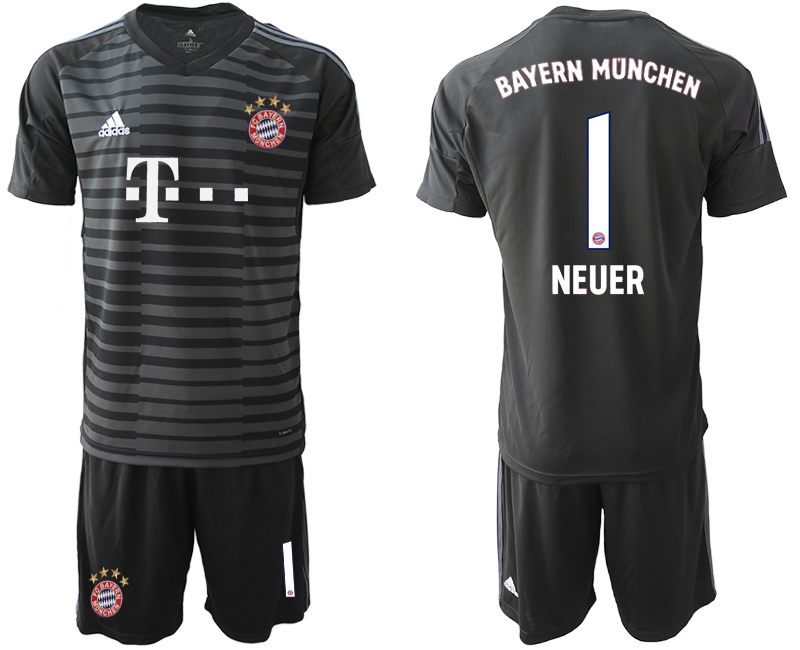 2019-20 Bayern Munchen 1 NEUER Black Goalkeepe Soccer Jersey