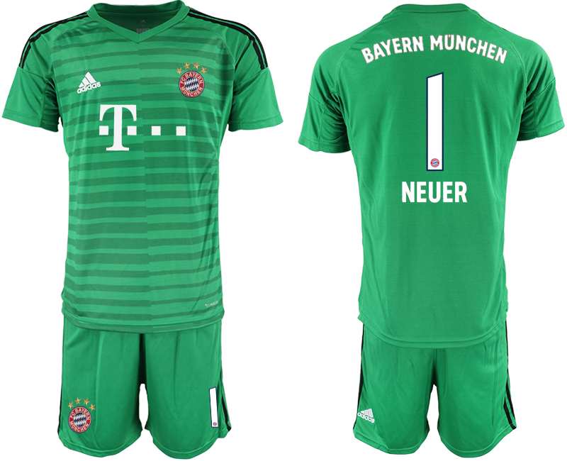 2019-20 Bayern Munchen 1 NEUER Green Goalkeepe Soccer Jersey
