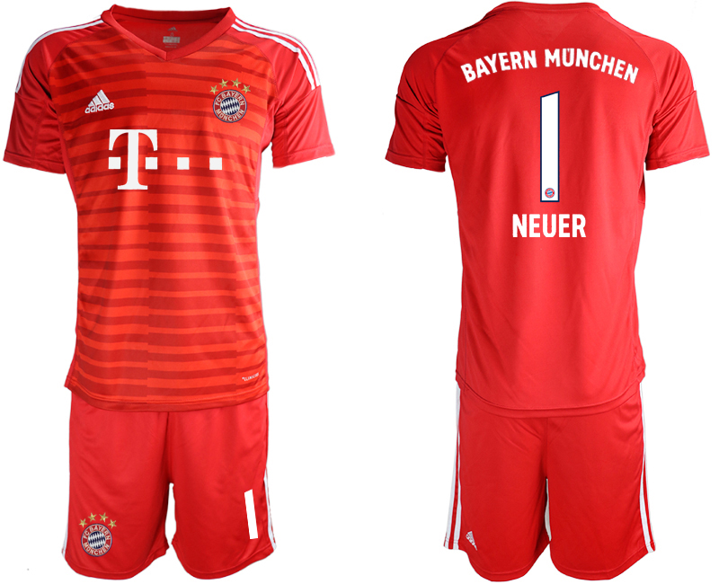 2019-20 Bayern Munchen 1 NEUER Red Goalkeepe Soccer Jersey