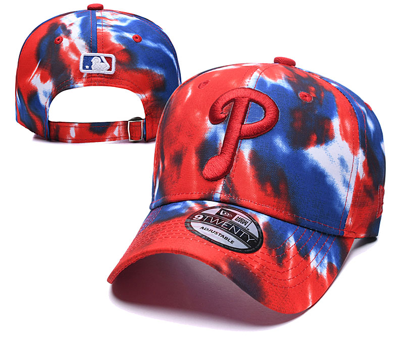 Phillies Team Logo Red Blue Peaked Adjustable Fashion Hat YD - Click Image to Close