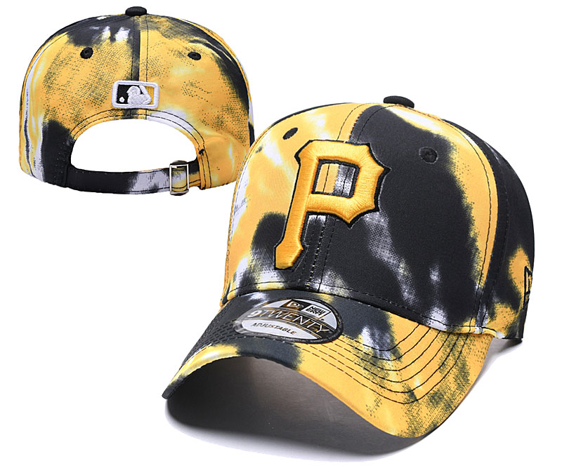 Pirates Team Logo Yellow Black Peaked Adjustable Fashion Hat YD