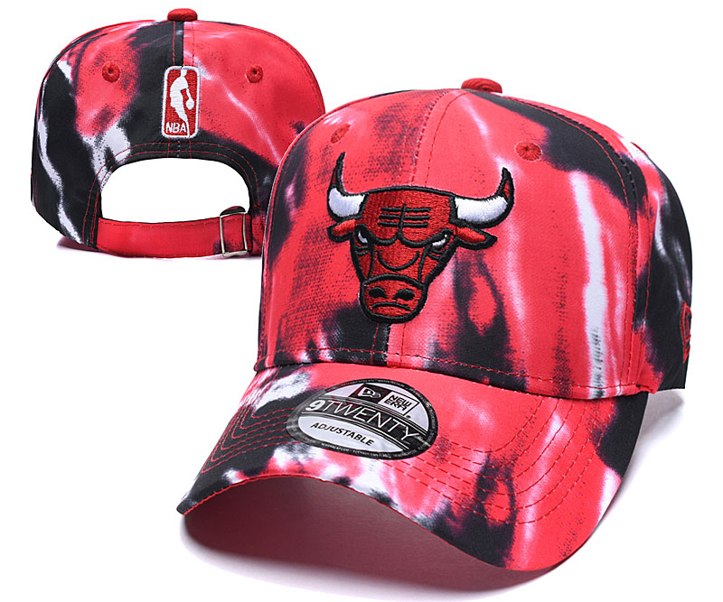 Bulls Team Logo Red Black Peaked Adjustable Fashion Hat YD