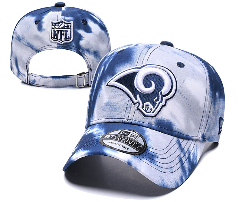 Rams Team Logo Navy White Peaked Adjustable Fashion Hat YD